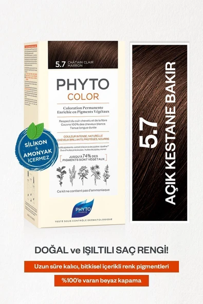 PHYTO Color 5.7 - Açık Kestane Bakır Bitkisel Saç Boyası Yeni Seri ürün görseli 1