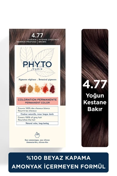 PHYTO Color Amonyaksız Kalıcı Doğal Içerikli Bitkisel Saç Boyası 4.77 Yoğun Kestane Bakır ürün görseli 1