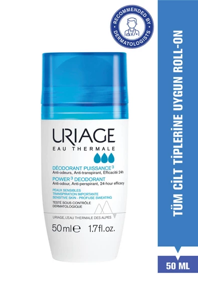 URİAGE Power3 Deodorant 24h - Erkekler Için Alkolsüz Roll-on Ve Stick Deodorant 50 Ml ürün görseli 1