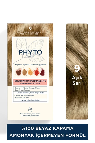 PHYTO Color Bitkisel Amonyaksız Kalıcı Doğal Içerikli Bitkisel Saç Boyası 9 Açık Sarı ürün görseli 1