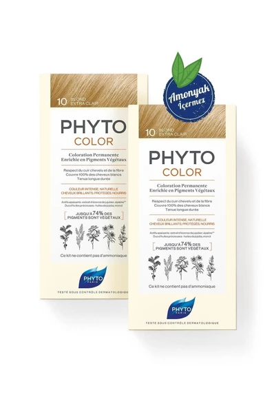 PHYTO Phytocolor 10 Çok Açık Sarı Amonyaksız Kalıcı Bitkisel Saç Boyası İkili Avantaj Set ürün görseli 1