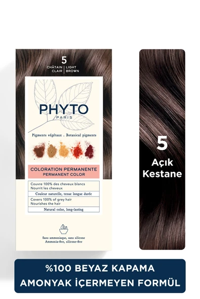 PHYTO Color Amonyaksız Kalıcı Doğal Içerikli Bitkisel Saç Boyası 5 Açık Kestane ürün görseli 1