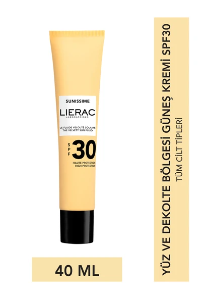 LİERAC SUNISSIME The Sun Velvety Fluid SPF30 40 ml – Yüz İçin Geniş Spektrumlu Güneş Koruyucu ürün görseli 1