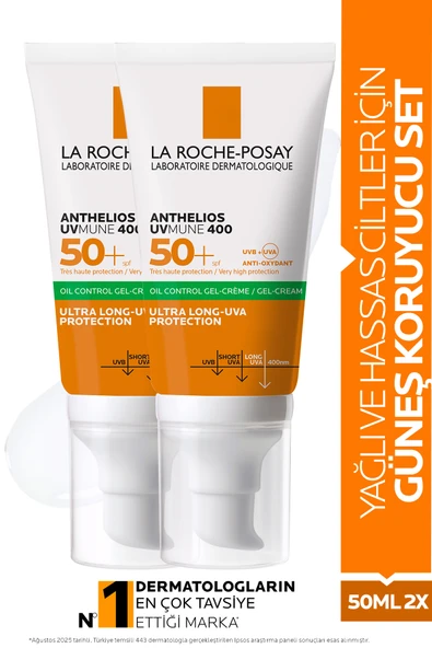 LA ROCHE POSAY Anthelios Yağlı Ciltler Için Yüksek Korumalı Yüz Güneş Kremi Set 50 Mlx2 ürün görseli 1