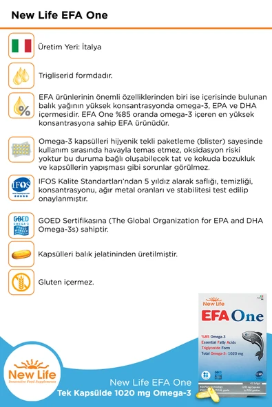 NEW LİFE Efa One Omega-3 45 Kapsül 2 Adet - Resim 2