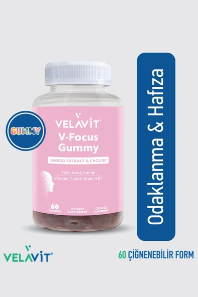 VELAVİT V-Focus Gummy - Odaklanma için Günlük Destek - 60 Adet Çiğnenebilir Vitamin ürün görseli 1