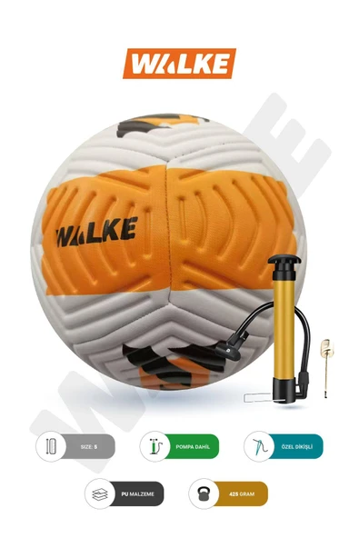 Walke 5 Numara Futbol Topu Pompa Hediyeli Turuncu - Resim 2