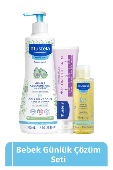 MUSTELA Bebek Günlük Çözüm Seti- Doğal Içerikli Yenidoğan Şampuan Pişik Önleyici Krem Masaj Yağı Bebek Çocuk ürün görseli 1