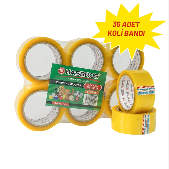 HASBROS 45MMx100 YARDS KOLİ BANDI - 36 ADET ürün görseli 1