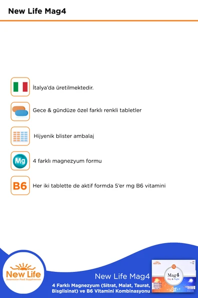 NEW LİFE Mag4 Day & Night 60 Tablet X2 - Resim 2