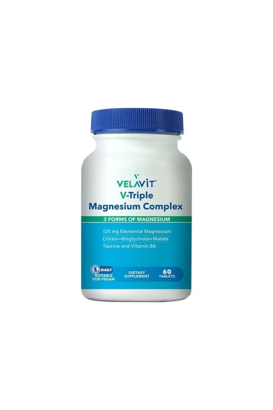 VELAVİT V-Triple Magnesium Complex Magnezyum İçeren Takviye Edici Gıda 60 Tablet ürün görseli 1