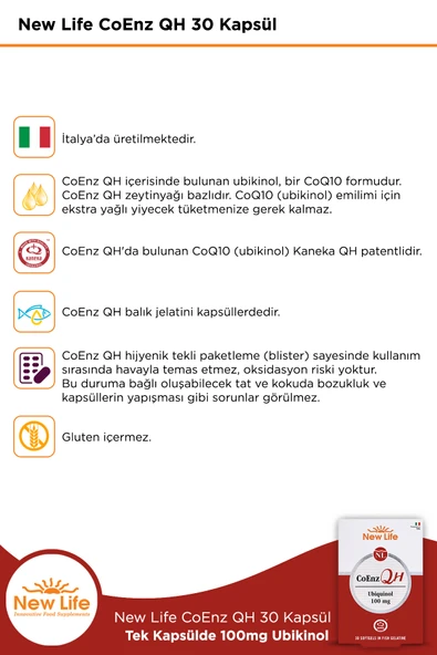 NEW LİFE CoEnz QH Ubiquinol 30 Kapsül - Resim 2