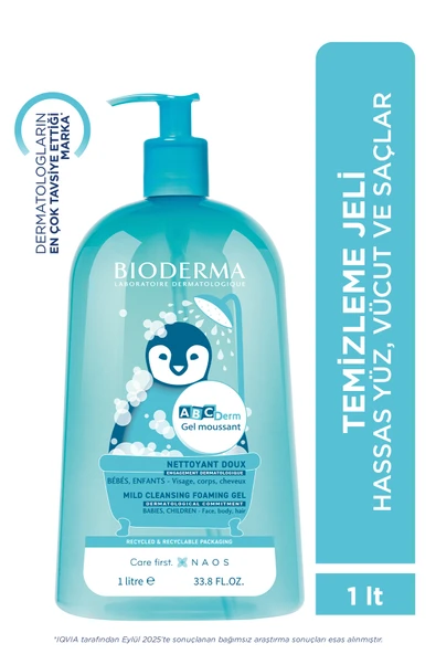 BİODERMA ABCDerm Foaming Cleanser Yenidoğan, Bebek, Çocuk Hassas Ciltler Yüz, Saç, Vücut Temizleme Jeli 1 L ürün görseli 1