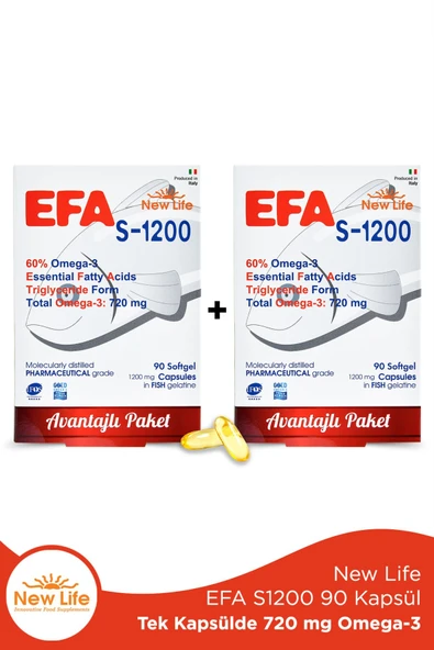 NEW LİFE Efa S-1200 Omega-3 90 Kapsül 2 Adet ürün görseli 1