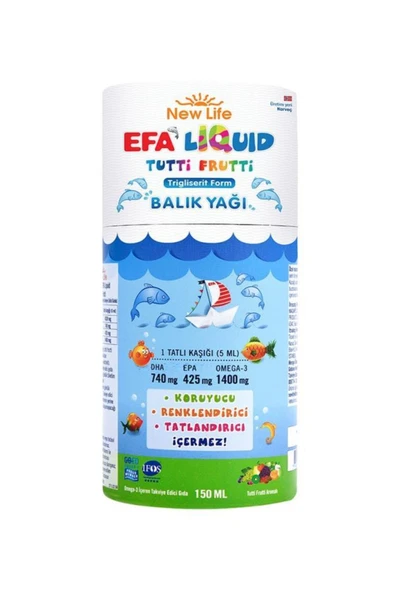 NEW LİFE EFA Liquid Tutti Frutti Balık Yağı Şurubu 150 ml ürün görseli 1