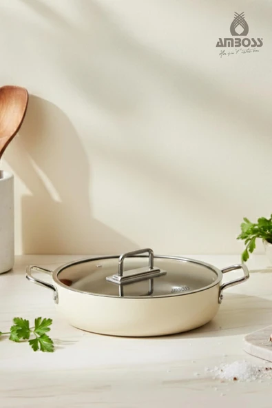 Sera Nova Doğal Seramik Basık Tencere 24 cm 2.8 Litre – Latte ürün görseli 1