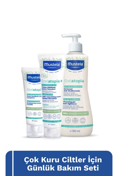 MUSTELA Çok Kuru Ciltler Günlük Bakım Seti-Stelatopia+ Vücut Kremi, Stelatopia Şampuan, Stelatopia Y ürün görseli 1