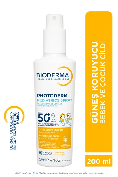 BİODERMA Photoderm Pediatrics Spray SPF50+ Antioksidan Etkili Yüksek Korumalı Çocuk Güneş Spreyi 200 ML ürün görseli 1
