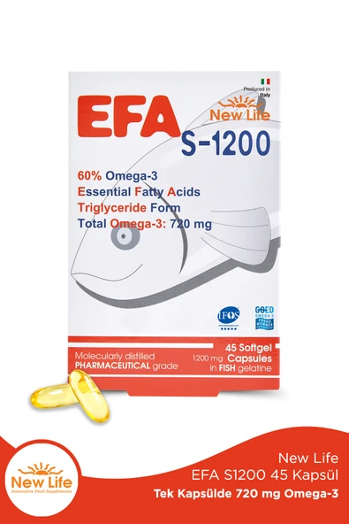 NEW LİFE Efa S-1200 45 Kapsül Balık Yağı - 720mg Omega3 - 396mg EPA - 264mg DHA ürün görseli 1
