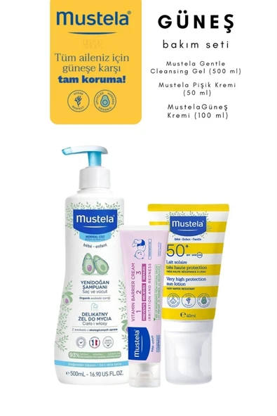 MUSTELA Yenidoğan Şampuanı 500 ml + Güneş Koruyucu Spf 50+ 100 ml + Pişik Kremi 50 ml SS20200612010 ürün görseli 1