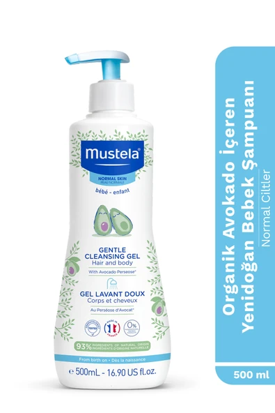 MUSTELA Organik Avokado İçeren  Yenidoğan Bebek  Göz Yakmayan Şampuanı Saç, Vücut 500 ml ürün görseli 1