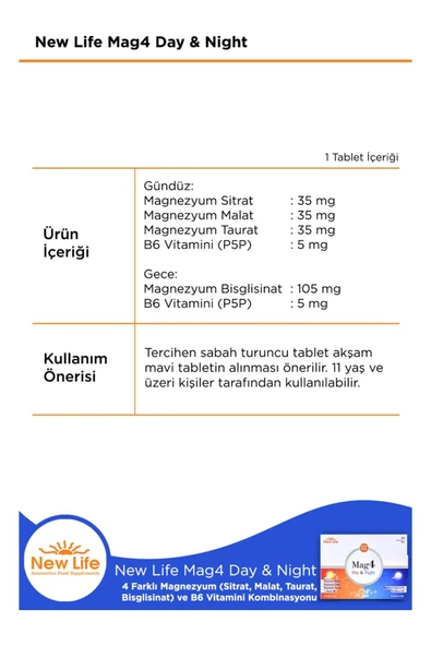 NEW LİFE Mag4 Day & Night 60 Tablet X2 - Resim 4