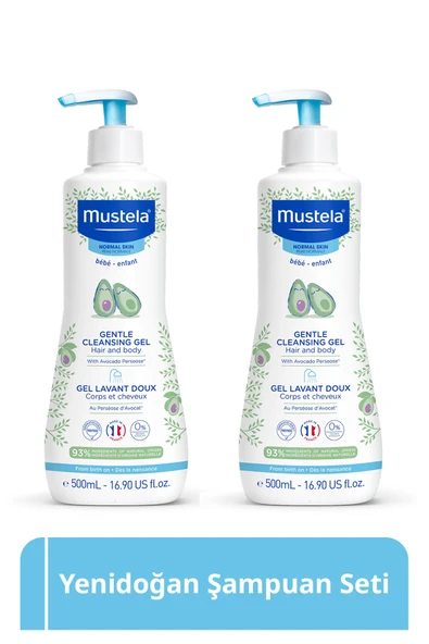 MUSTELA Organik Avokado Içeren Yenidoğan Bebek Göz Yakmayan Şampuanı Saç, Vücut 500 ml X2 ürün görseli 1
