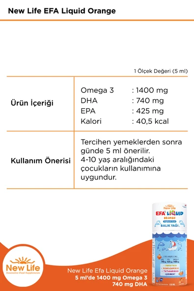 NEW LİFE Efa Liquid Orange 150 ml - Resim 4
