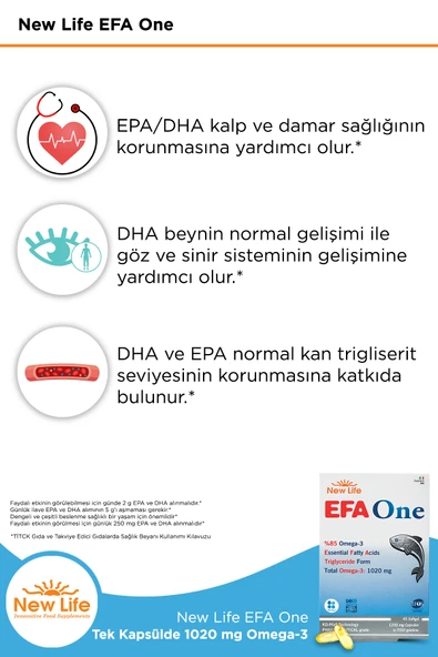 NEW LİFE Efa One Omega-3 45 Kapsül 2 Adet - Resim 3