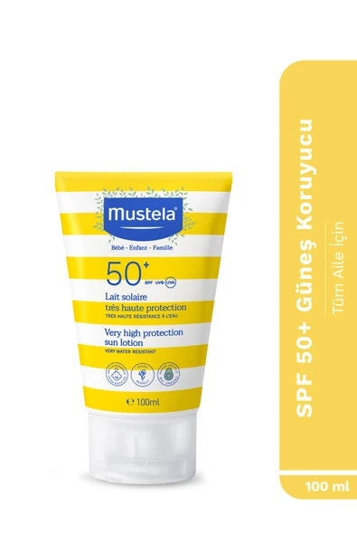 MUSTELA Spf 50 Yüksek Koruma Yüz Vücut Güneş Koruyucu Suya Dayanıklı Tüm Ciltler Bebek Çocuk Yetişkin 100ml ürün görseli 1