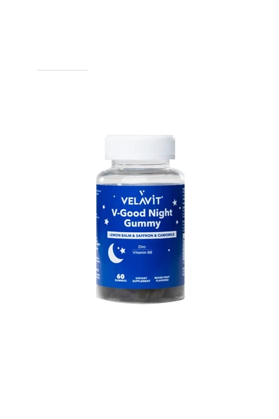 VELAVİT V- Good Night Gummy - Gece rutini için - 60 adet Çiğnenebilir Vitamin - Melisa, Çinko ve Vitamin B6 ürün görseli 1