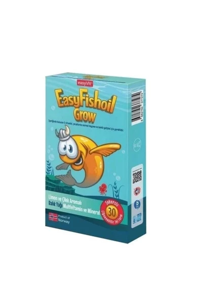 EASY FİSHOİL Easy Fish Oil Grow Limon Ve Çilek Aromalı Balık Yağı 30 Adet Çiğnenebilir Jel Form ürün görseli 1