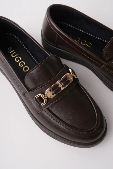 Muggo OXFORDİA Metal Tokalı Kadın Günlük Loafer Ayakkabı ürün görseli 1
