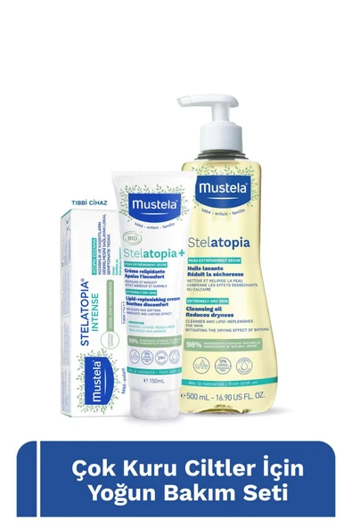 MUSTELA Çok Kuru Ciltler Yoğun Bakım Seti-Stelatopia+ Vücut Kremi,Stelatopia Intense, Stelatopia Duş ürün görseli 1