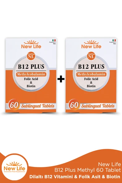 NEW LİFE B12 Plus Methylcobalamin 60 Dilaltı Tablet 2'li Paket ürün görseli 1