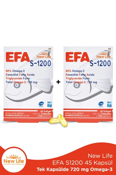 NEW LİFE Efa Omega3 S-1200 45 Kapsül 2 Adet ürün görseli 1