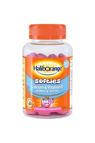 HALİBORANGE Softies Kalsiyum D Vitamini Çilek Aroma 60'lı ürün görseli 1