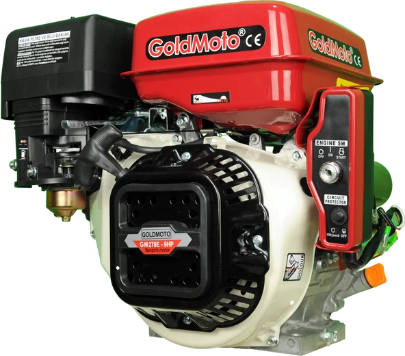 GoldMoto GM270E 9 Hp Marşlı Krank Mili Kamalı Benzinli Motor ürün görseli 1