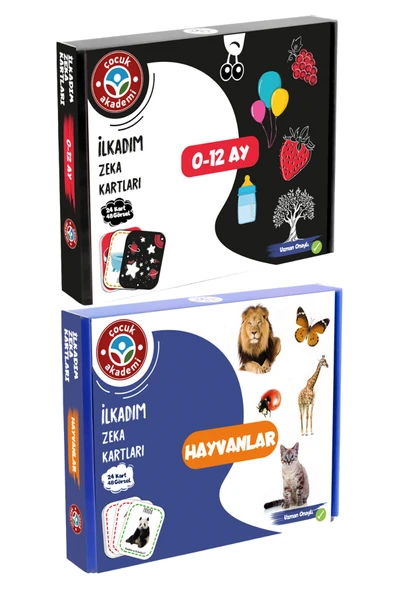 Çocuk Akademi İlk Adım Zeka Kartı 0-12 Ay ve İlk Adım Zeka Kartı Hayvanlar ürün görseli 1