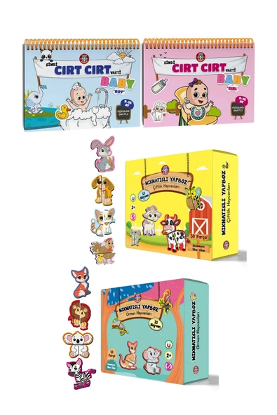 Çocuk Akademi Kız-Erkek Bebek Cırt Cırtlı Kitap ve Yapboz Serisi Eko Paket ürün görseli 1