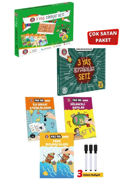 Çocuk Akademi 3 Yaş Dikkat-Etkinlik Seti ve Yaz Sil Serisi-3 ürün görseli 1