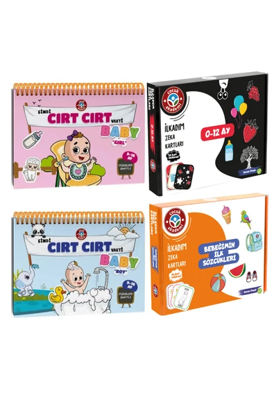 Çocuk Akademi Şimdi Cırt Cırt Vakti 9-16 Ay Baby Girl Boy - Bebeğimin Ilk Sözcükleri ve 0-12 Ay Zeka Kartları ürün görseli 1