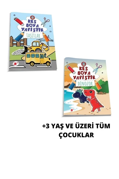 Çocuk Akademi Kes Boya Yapıştır Taşıtlar + Dinozor Kitabı ürün görseli 1