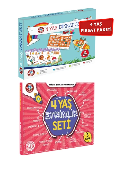 Çocuk Akademi 4 Yaş Etkinlik ve 4 Yaş Dikkat Setleri İndirim Paketi ürün görseli 1