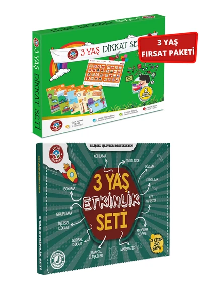 Çocuk Akademi 3 Yaş Etkinlik ve 3 Yaş Dikkat Setleri İndirim Paketi ürün görseli 1