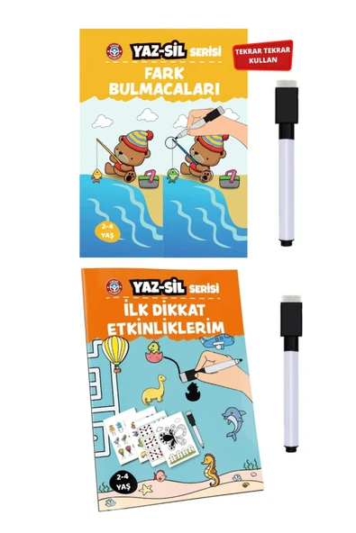 Çocuk Akademi Yaz Sil İlk Dikkat Etkinliklerim ve Fark Bulmacaları Avantaj Paket ürün görseli 1