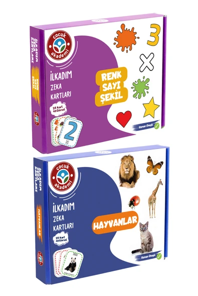 Çocuk Akademi İlk Adım Zeka Kartı Renk-Sayı-Şekil ve İlk Adım Zeka Kartı Hayvanlar ürün görseli 1