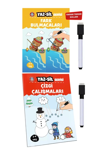 Çocuk Akademi Yaz Sil Fark Bulmacaları ve Çizgi Çalışmaları Avantaj Paket ürün görseli 1