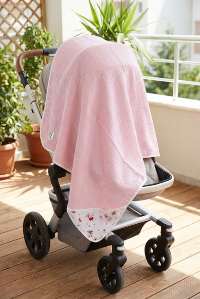 Pembe Müslin Battaniye 4 Katlı 85x85 cm Çok Amaçlı Bebek Örtüsü ürün görseli 1