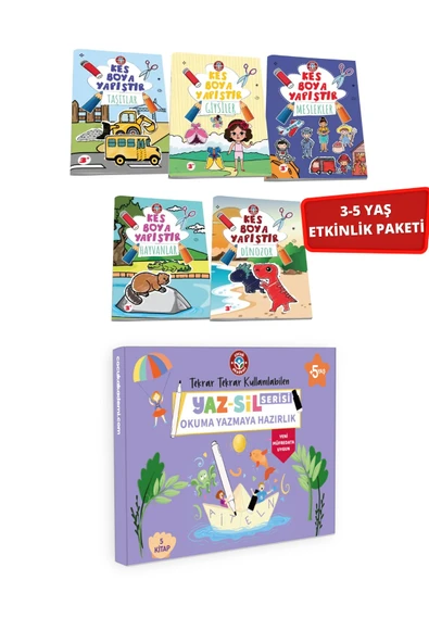 Çocuk Akademi Yaz Sil Serisi Okuma Yazmaya Hazırlık ve Tüm Kes Boya Yapıştır Paketi ürün görseli 1